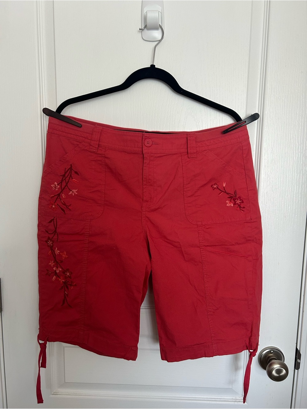St. John's Bay Red Embroidered Bermuda Shorts